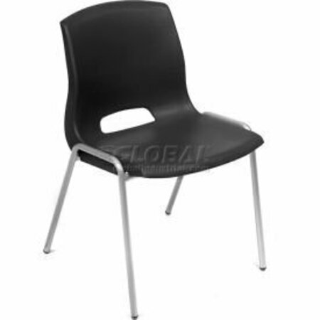 GLOBAL EQUIPMENT Interion Merion Collection Stacking Chair, Plastic, Black KH820NSPP01BK